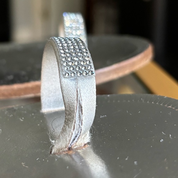 PEDRO GARCIA  Zarina Swarovski Crystal Satin Toe Ring Sandals - Picture 8 of 16